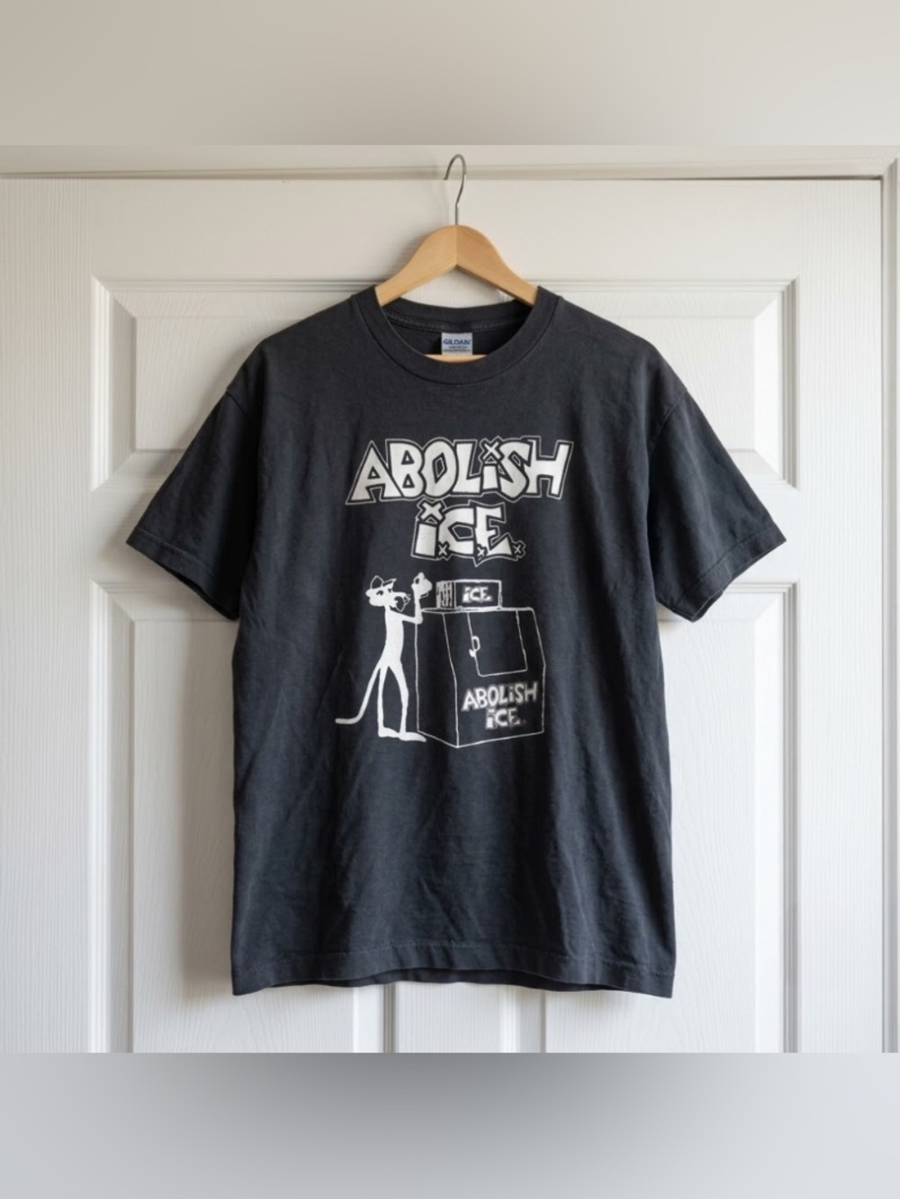 Abolish ICE Pink Panther Gildan Black Graffiti Streetwear Graphic T-Shirt